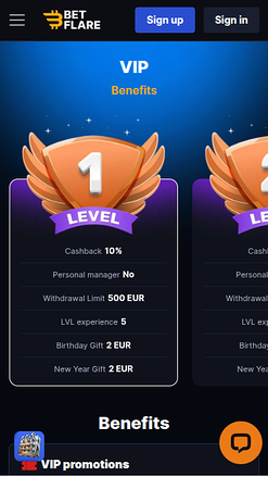 BetFlare Casino Mobile VIP Program