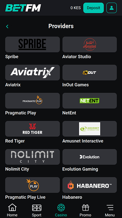 Game Developers of Betfm Casino for Mobile