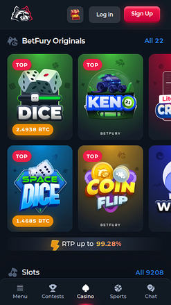 BetFury Casino Mobile Games