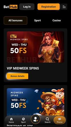 BetHub Casino promotions mobile page