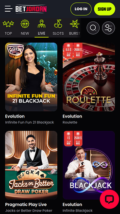 BetJordan Casino Live Dealer