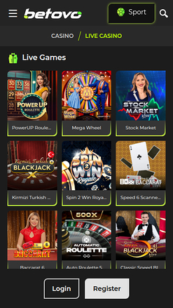 Betovo Casino Mobile Live Dealer