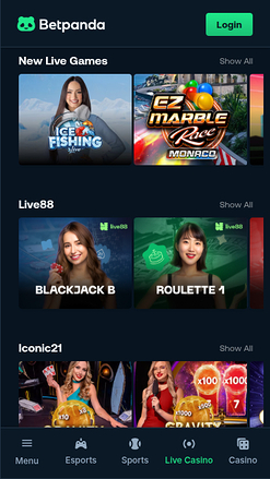 BetPanda Casino Mobile Live Dealer