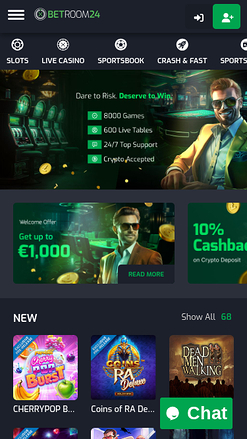 Betroom24 Casino Mobile Homepage
