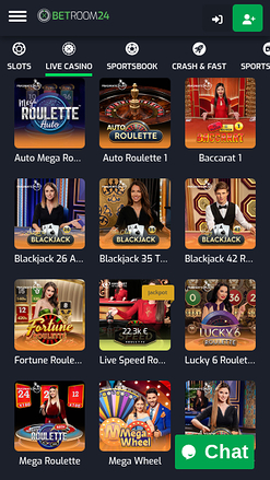 Betroom24 Casino Mobile Live Dealer