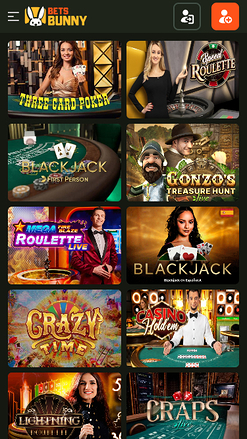 Bets Bunny Casino Mobile Live Dealer