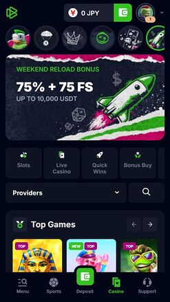 Bets.io Casino Mobile Homepage