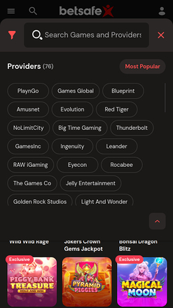 Betsafe Casino Mobile Game Developers