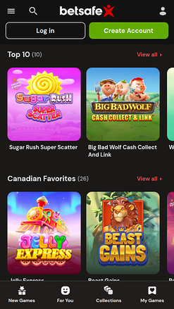 Betsafe Casino Mobile Games