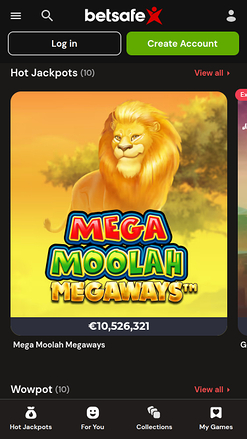 Betsafe Casino Mobile Jackpot