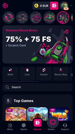 Bets.io Casino Mobile Homepage