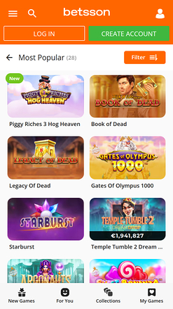 Betsson Casino Mobile Games