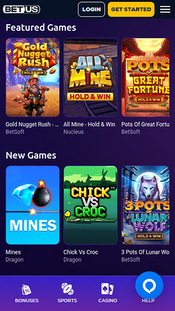BetUS Casino Mobile Games