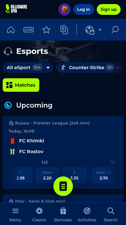 BillionaireSpin Casino Mobile Esports