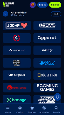 BillionaireSpin Casino Mobile Game Developers