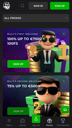Billy Billion Casino Mobile Promotions