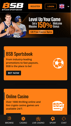 Bitcoin Sportsbook Casino Mobile Homepage
