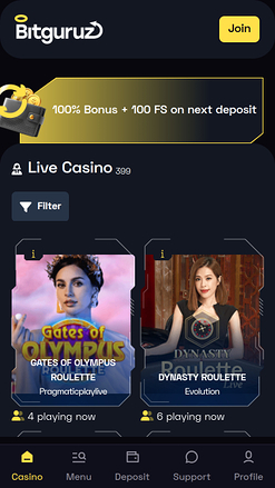 Bitguruz Casino Mobile Live Dealer