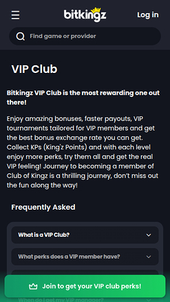 Bitkingz Casino Mobile VIP Program