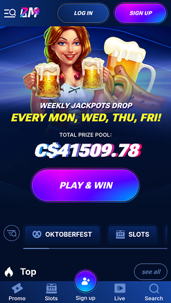 Bm.bet Casino Mobile Homepage