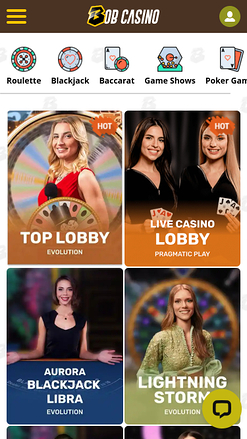 Bob Casino Mobile Live Dealer