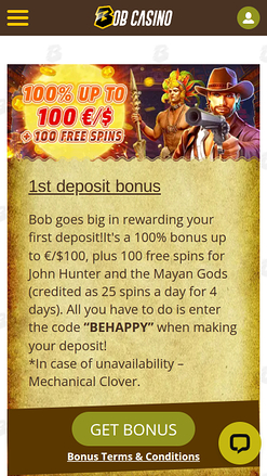 Bob Casino Mobile Promotions