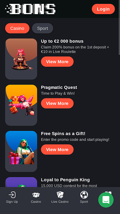 Bons Casino Mobile Promotions