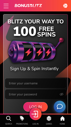 BonusBlitz Casino Mobile Homepage