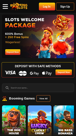BoomingSlots Casino Mobile Homepage