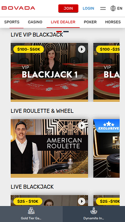 Bovada Casino Mobile Live Dealer