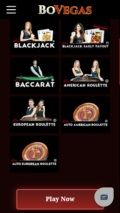 BoVegas Casino Mobile Live Dealer