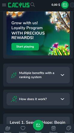 Cactus Casino VIP Program