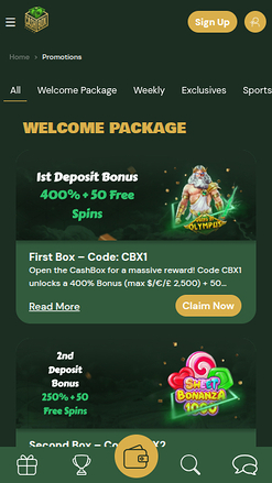 Promotions screenshot of Cashbox Casino for Mobile