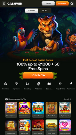 Cashwin Mobile Homepage