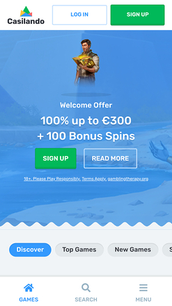 Casilando Casino Homepage Mobile