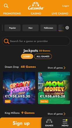 Casimba Casino Mobile Jackpot