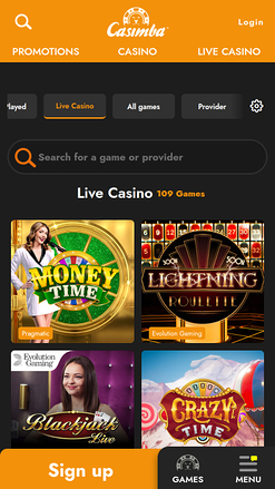 Casimba Casino Mobile Live Dealer