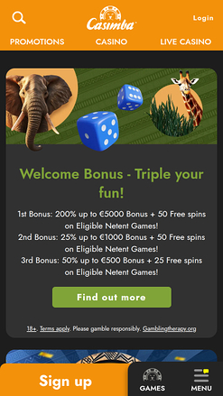 Casimba Casino Mobile Promotions