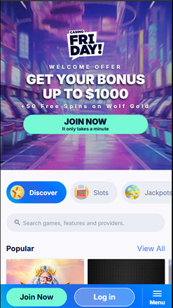 Casino Friday Homepage Mobile