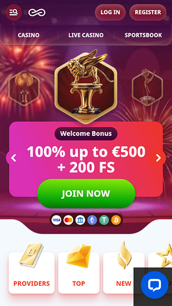 Casino Infinity Mobile Homepage
