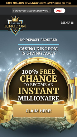 Casino Kingdom Mobile Homepage