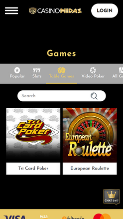 Casino Midas Mobile Table Games