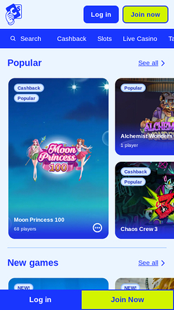 Casino Secret Mobile Homepage