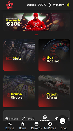 Casino Stars Mobile Homepage