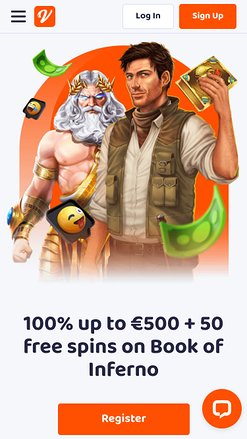 Casino Vibes Mobile Homepage