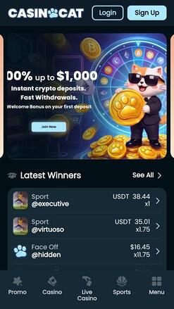 CasinoCat mobile homepage