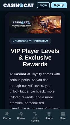 CasinoCat VIP mobile page