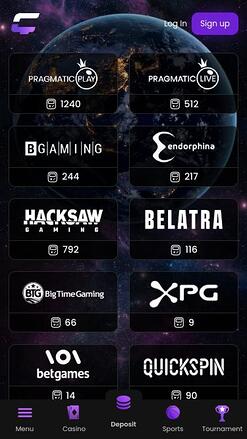 CasinoCrypto.io game developers mobile page