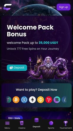 CasinoCrypto.io mobile homepage
