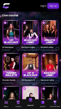 CasinoCrypto.io live dealer mobile page